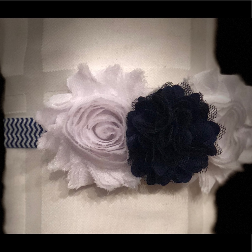 Custom White and Navy Blue Headband